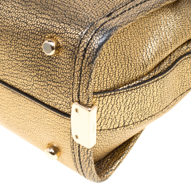 Pre Owned Coach Gold Leather Swagger 27 Carryall Top Handle Bag