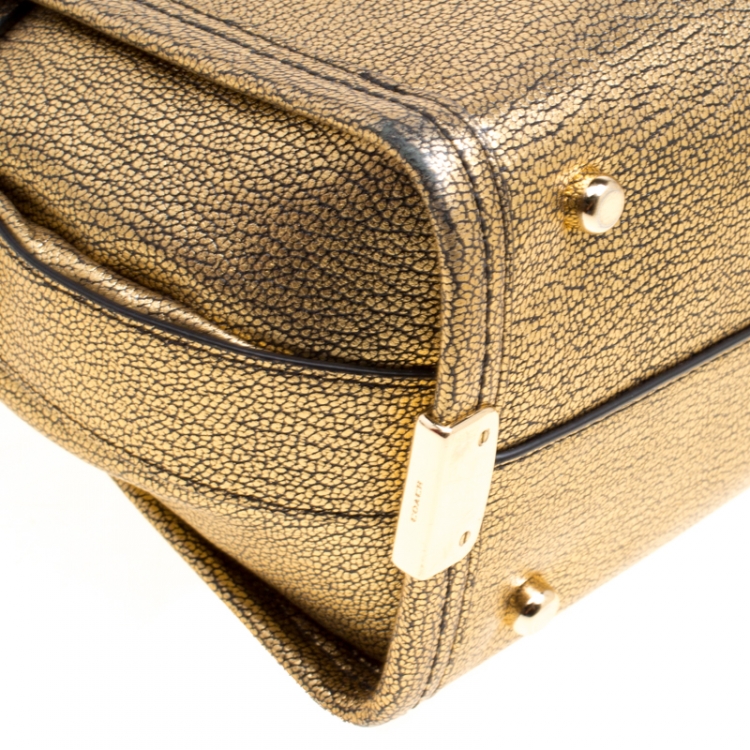 Pre Owned Coach Gold Leather Swagger 27 Carryall Top Handle Bag