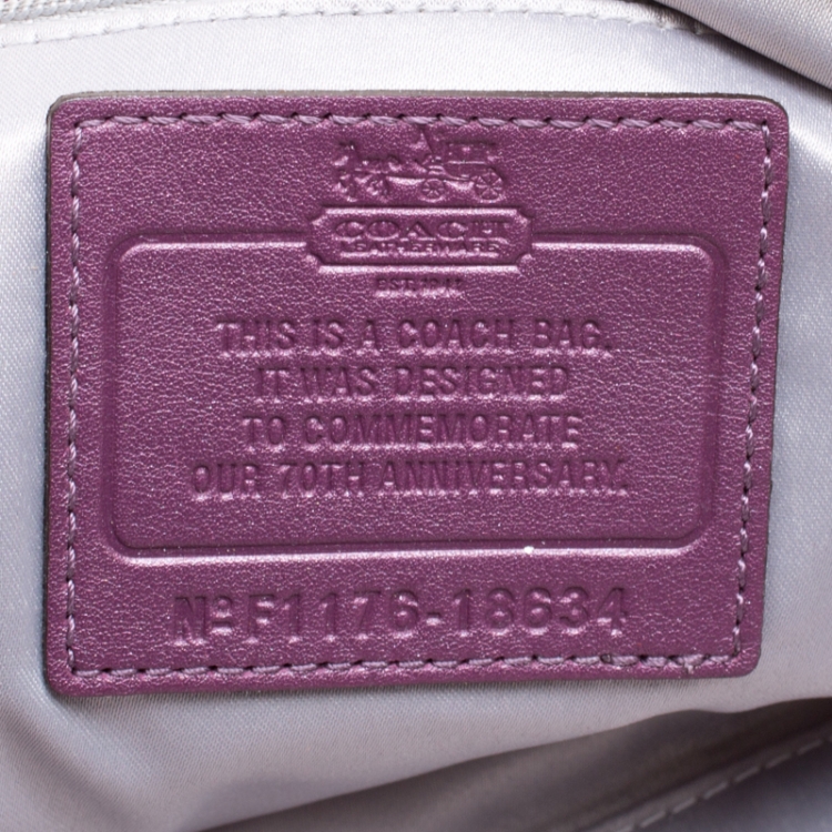 Pre Owned Coach Purple Matelasse Nylon Top Handle Bag