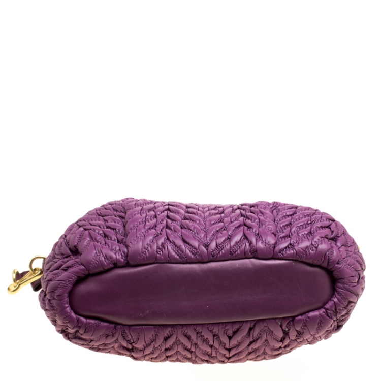 Pre Owned Coach Purple Matelasse Nylon Top Handle Bag
