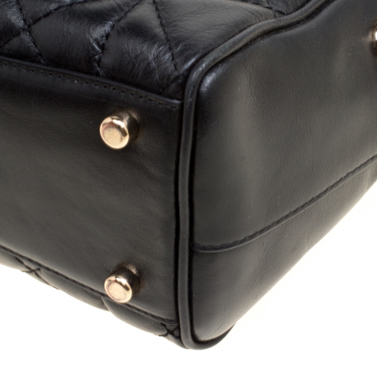 Pre Owned Coach Black Quilted Leather Mini Blake Top Handle Bag