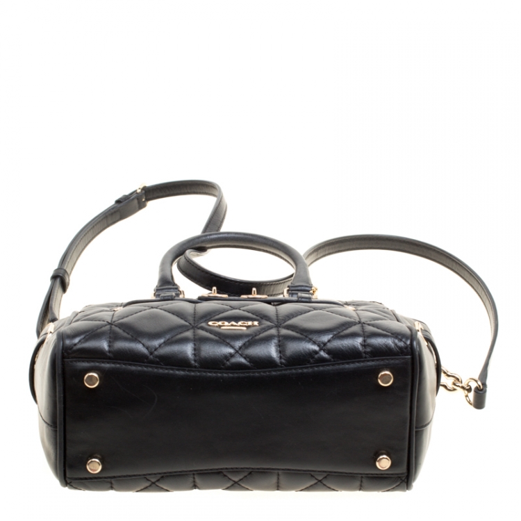 Pre Owned Coach Black Quilted Leather Mini Blake Top Handle Bag