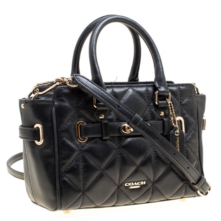 Pre Owned Coach Black Quilted Leather Mini Blake Top Handle Bag