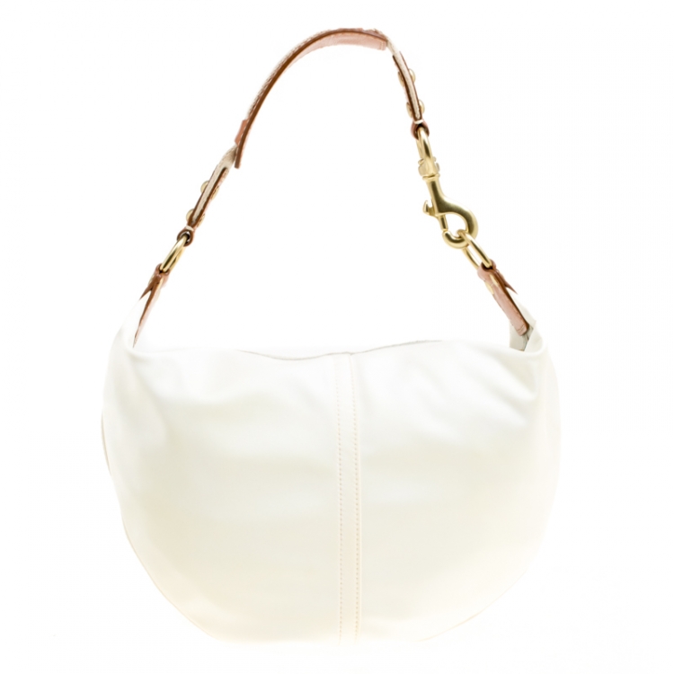 Pre Owned Coach White Nylon Shoulder Bag