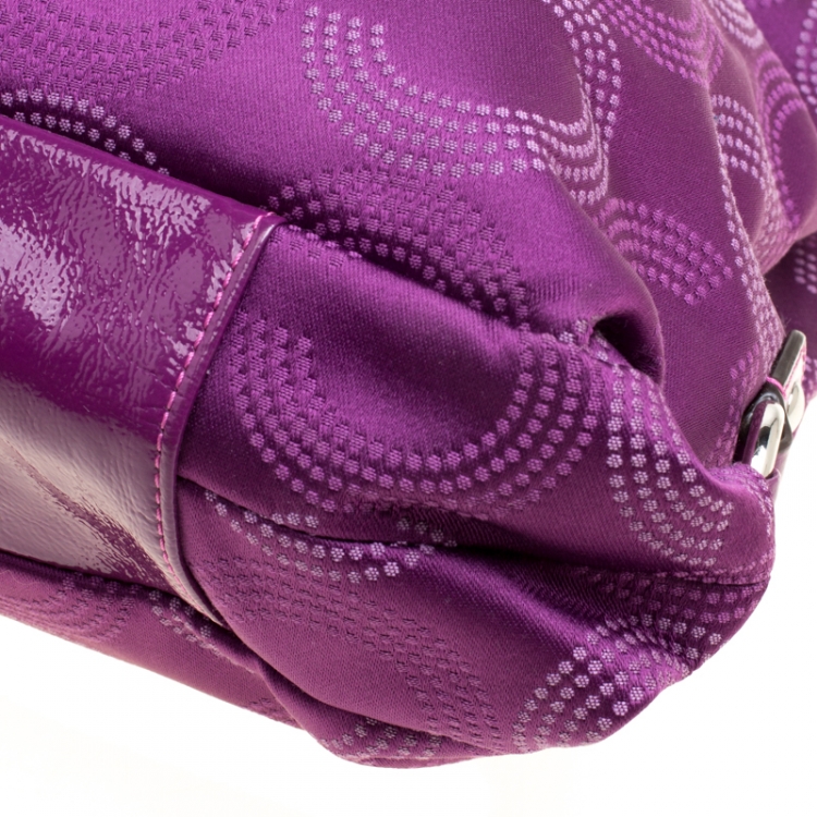 مملوكة مسبقًا Coach Purple Fabric and Patent Leather Ashley Tote