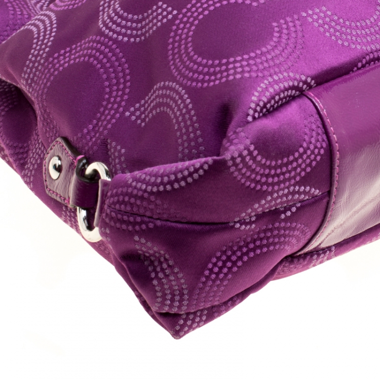 مملوكة مسبقًا Coach Purple Fabric and Patent Leather Ashley Tote