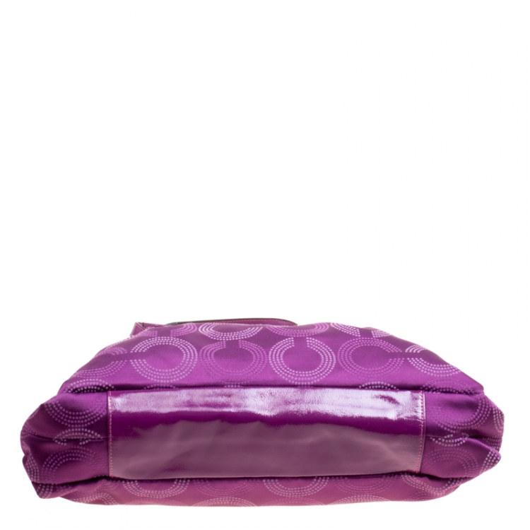 مملوكة مسبقًا Coach Purple Fabric and Patent Leather Ashley Tote
