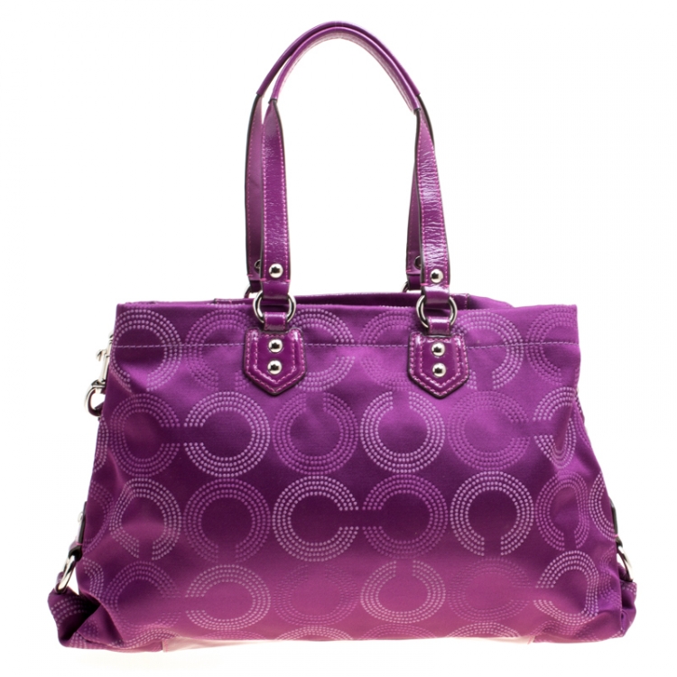 مملوكة مسبقًا Coach Purple Fabric and Patent Leather Ashley Tote