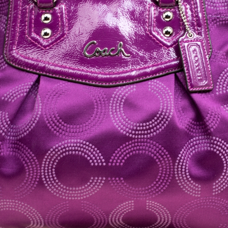 مملوكة مسبقًا Coach Purple Fabric and Patent Leather Ashley Tote
