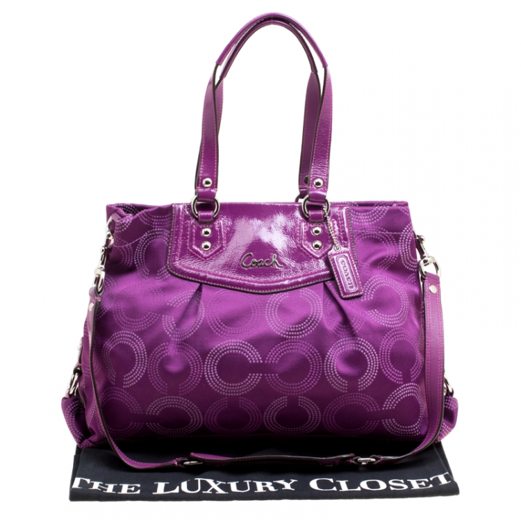 مملوكة مسبقًا Coach Purple Fabric and Patent Leather Ashley Tote