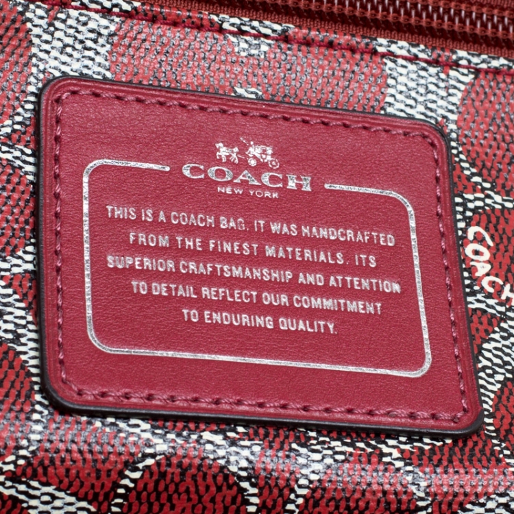 Pre Owned Coach Red Signature Coated Canvas Taxi Zip Shopping Tote