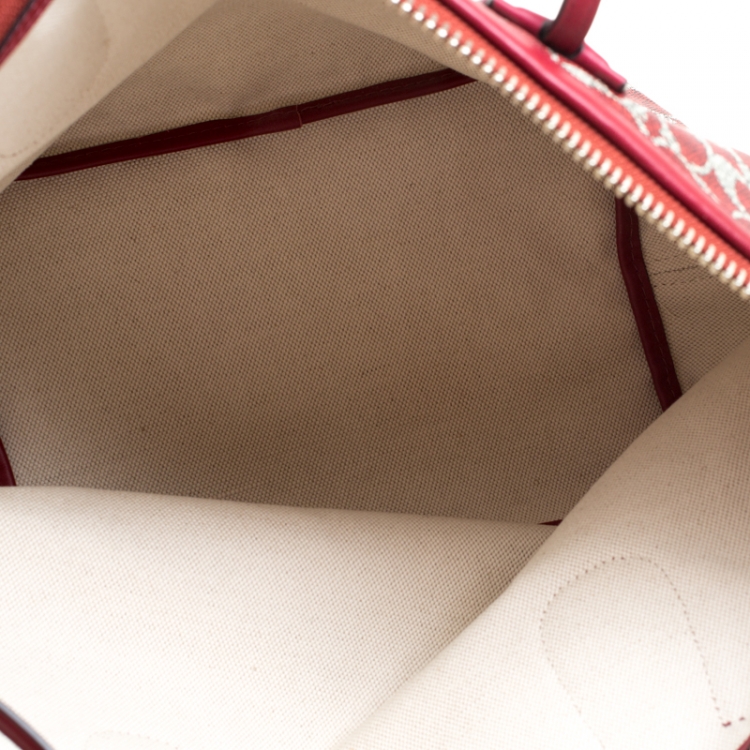 Pre Owned Coach Red Signature Coated Canvas Taxi Zip Shopping Tote