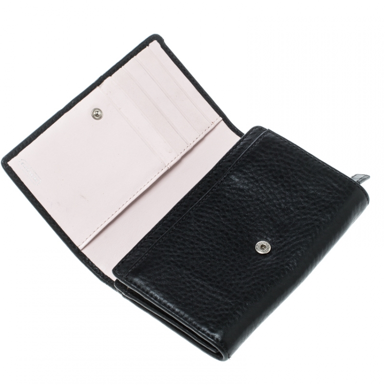 Pre Owned Coach Black Leather Logo Wallet