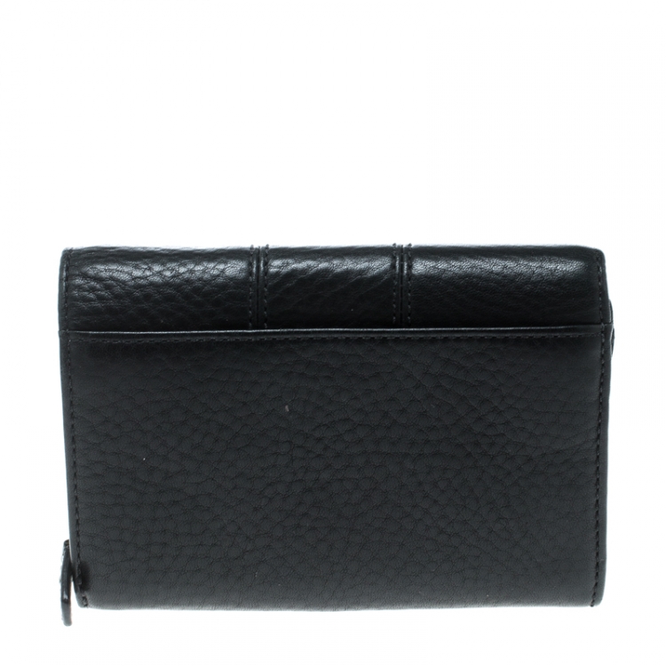 Pre Owned Coach Black Leather Logo Wallet