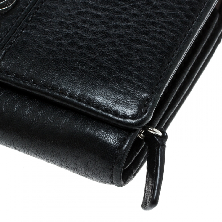 Pre Owned Coach Black Leather Logo Wallet
