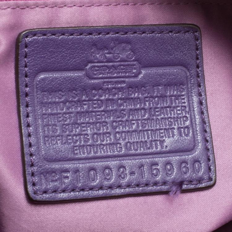 Pre Owned Coach Purple Leather Sopia Top Handle Bag