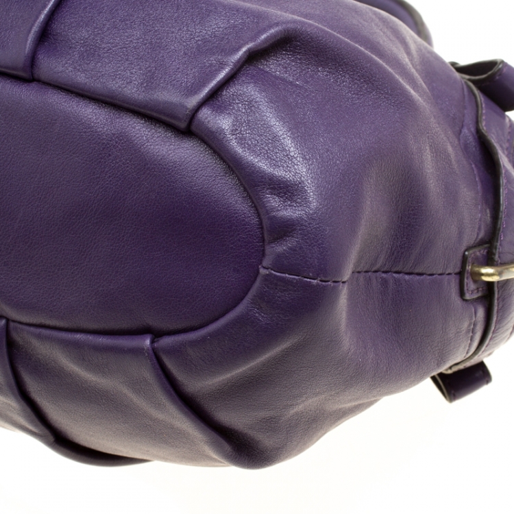Pre Owned Coach Purple Leather Sopia Top Handle Bag