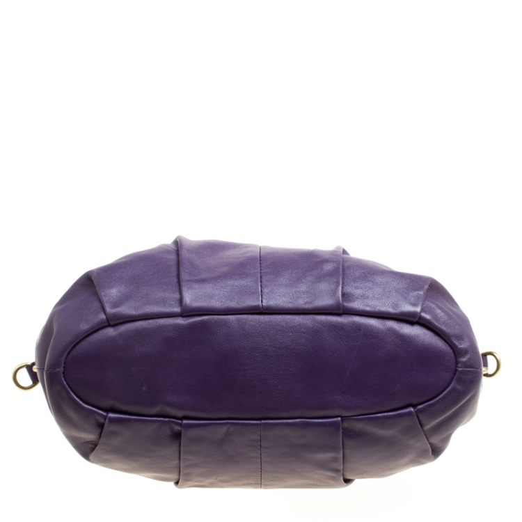 Pre Owned Coach Purple Leather Sopia Top Handle Bag