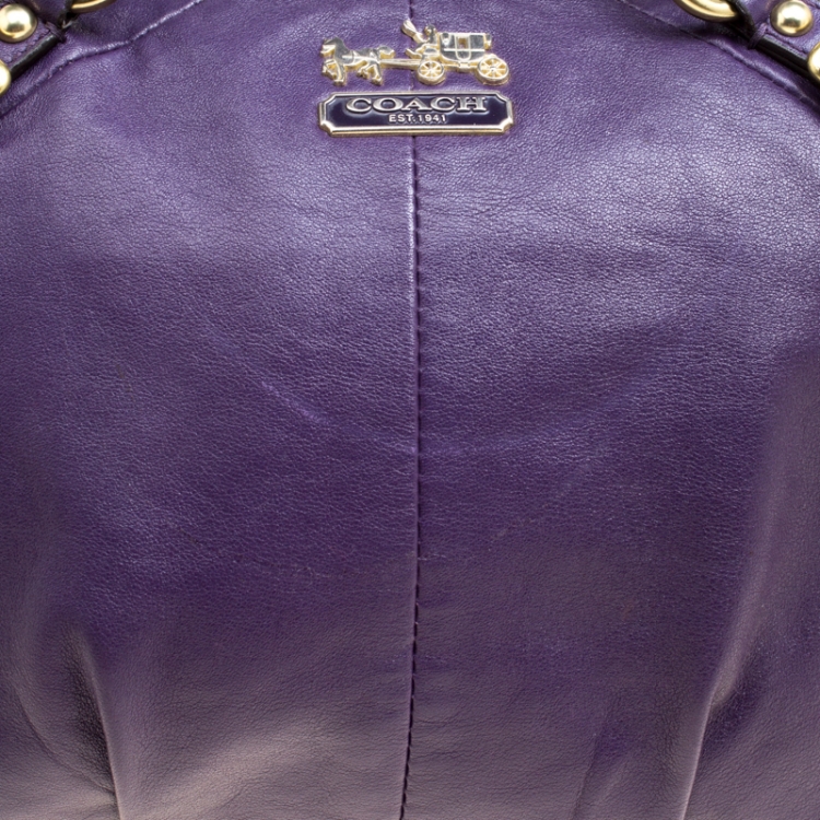 Pre Owned Coach Purple Leather Sopia Top Handle Bag