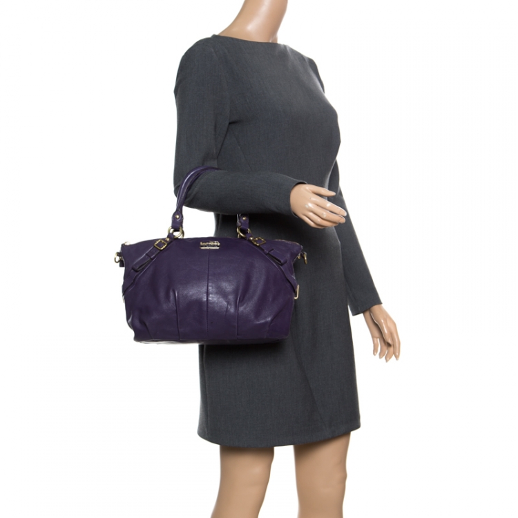 Pre Owned Coach Purple Leather Sopia Top Handle Bag