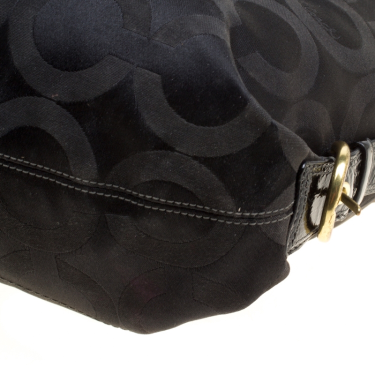 Pre Owned Coach Black Signature Canvas Ashley Top Handle Bag