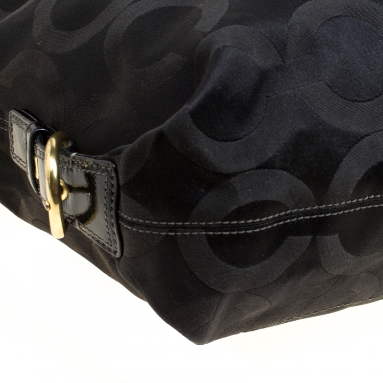 Pre Owned Coach Black Signature Canvas Ashley Top Handle Bag