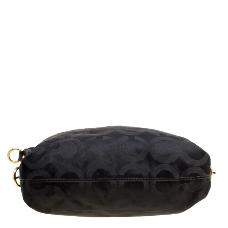 Pre Owned Coach Black Signature Canvas Ashley Top Handle Bag