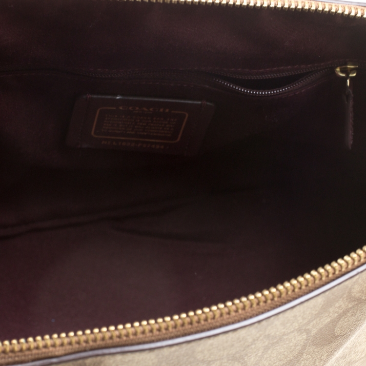Pre Owned Coach Tri Color Signature Coated Canvas and Leather Sierra Top Handle Bag