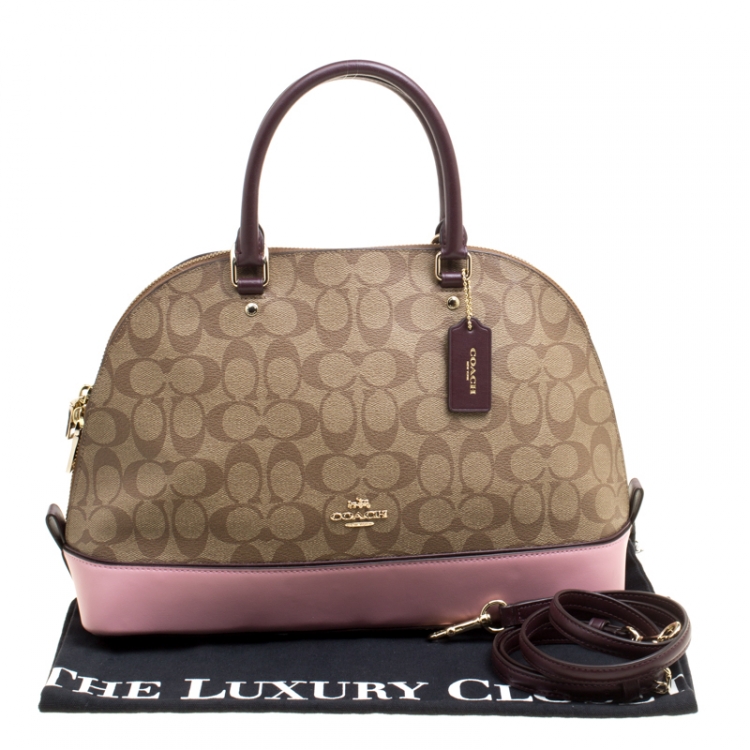 Pre Owned Coach Tri Color Signature Coated Canvas and Leather Sierra Top Handle Bag