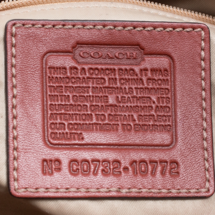Pre Owned Coach Beige/Red Signature Canvas and Leather Hobo