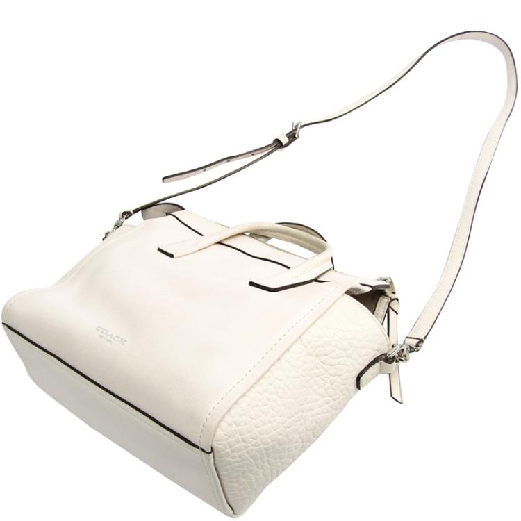Pre Owned Coach White Leather Mini Bleecker Riley Bag