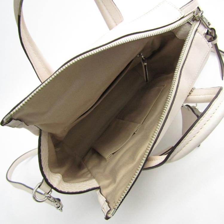 Pre Owned Coach White Leather Mini Bleecker Riley Bag