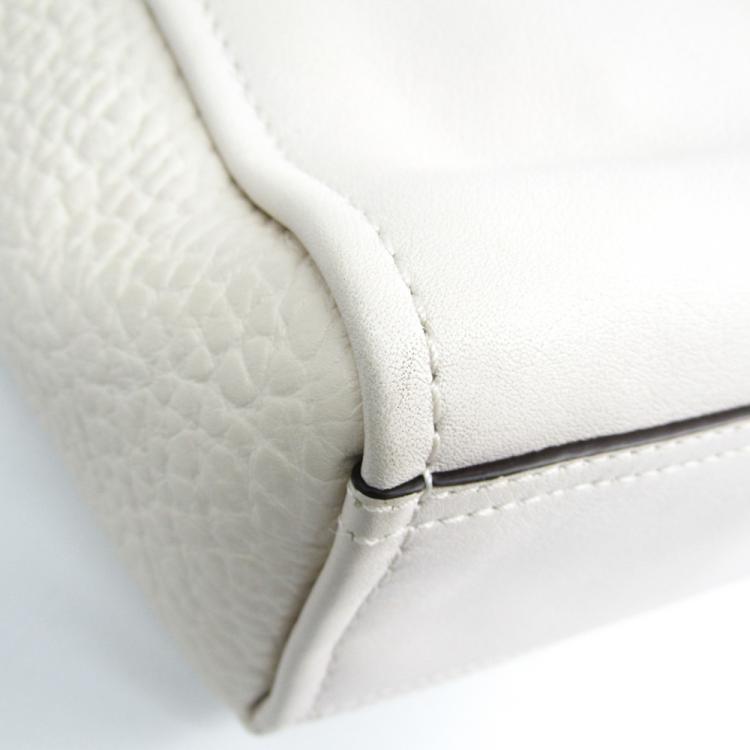 Pre Owned Coach White Leather Mini Bleecker Riley Bag