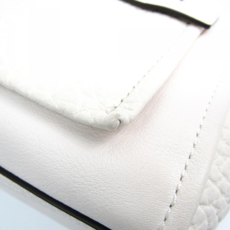 Pre Owned Coach White Leather Mini Bleecker Riley Bag