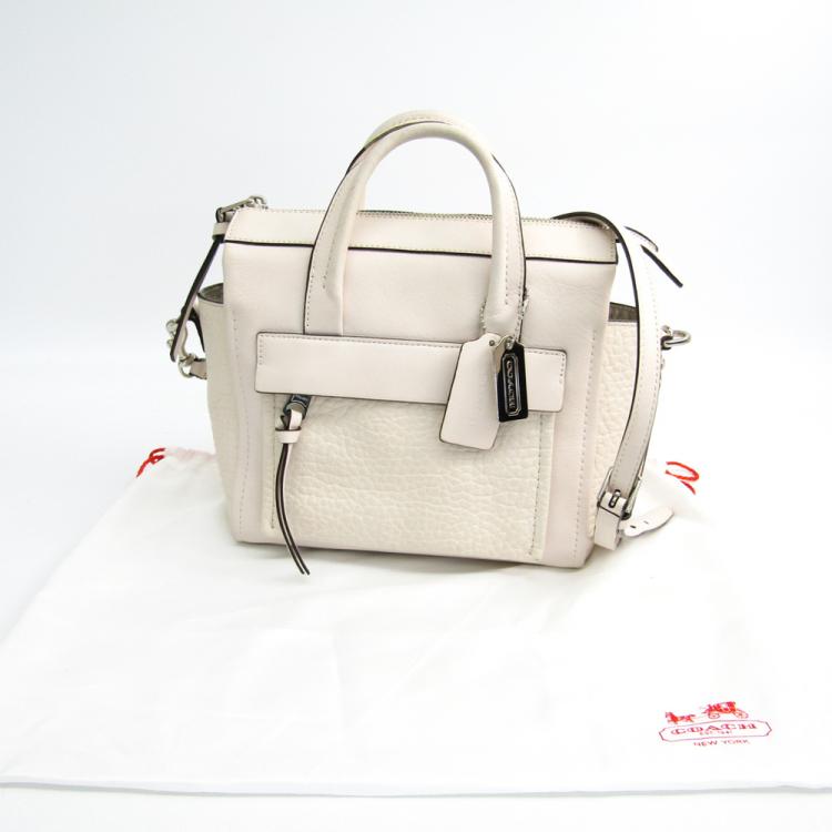 Pre Owned Coach White Leather Mini Bleecker Riley Bag