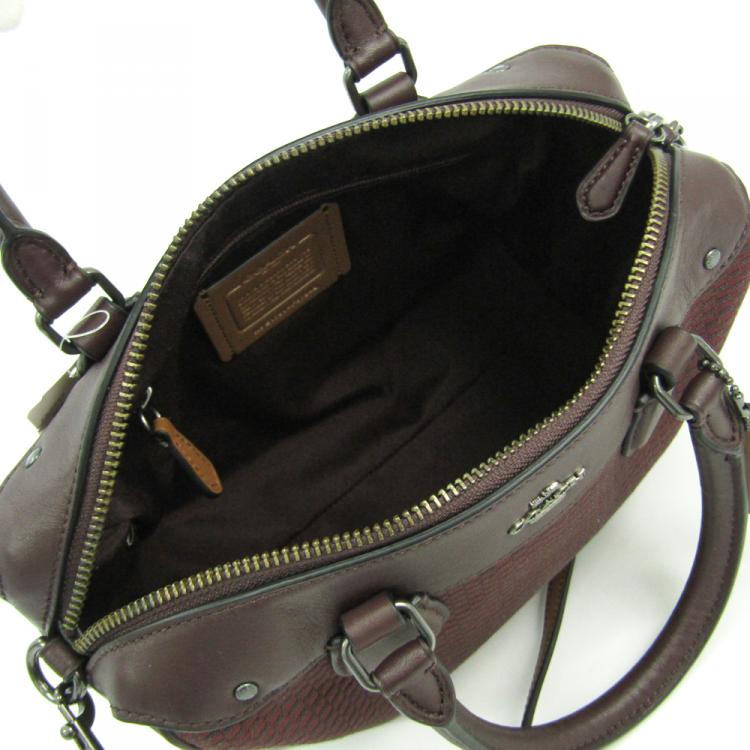 Pre Owned Coach Bordeaux Canvas and Leather Mini Bennett Satchel Bag