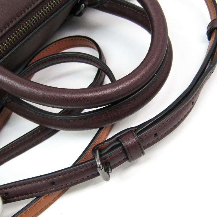 Pre Owned Coach Bordeaux Canvas and Leather Mini Bennett Satchel Bag