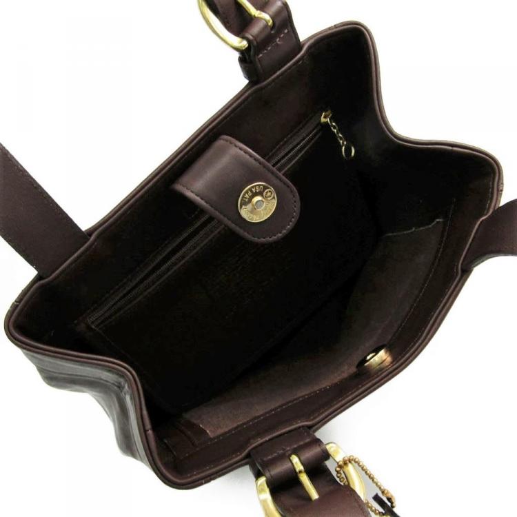 Pre Owned Coach Dark Brown Leather Shoulder Bag