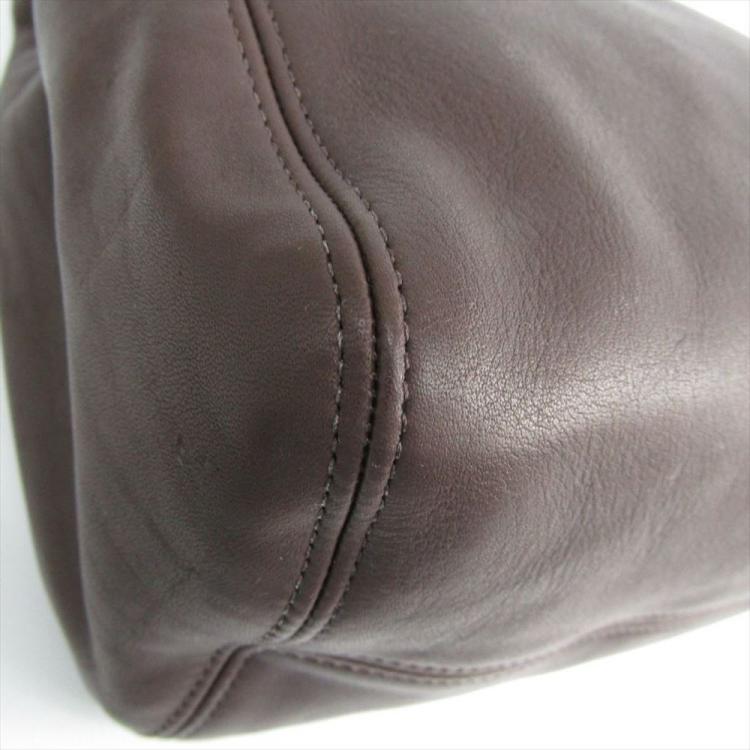 Pre Owned Coach Dark Brown Leather Shoulder Bag