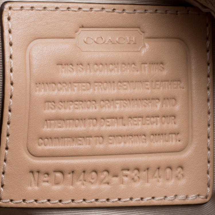 Pre Owned Coach Beige Leather Boston Bag