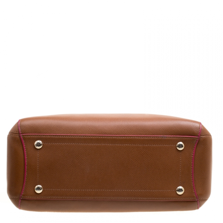 Pre Owned Coach Brown/Pink Leather Top Handle Bag
