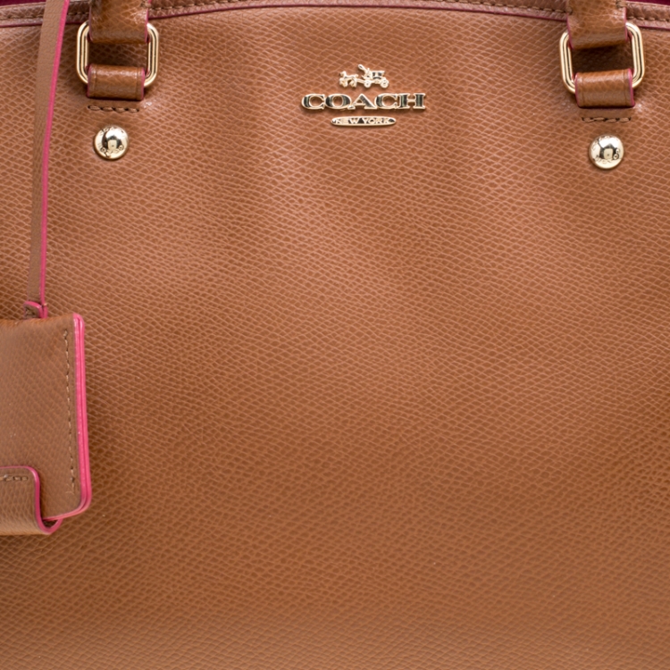 Pre Owned Coach Brown/Pink Leather Top Handle Bag