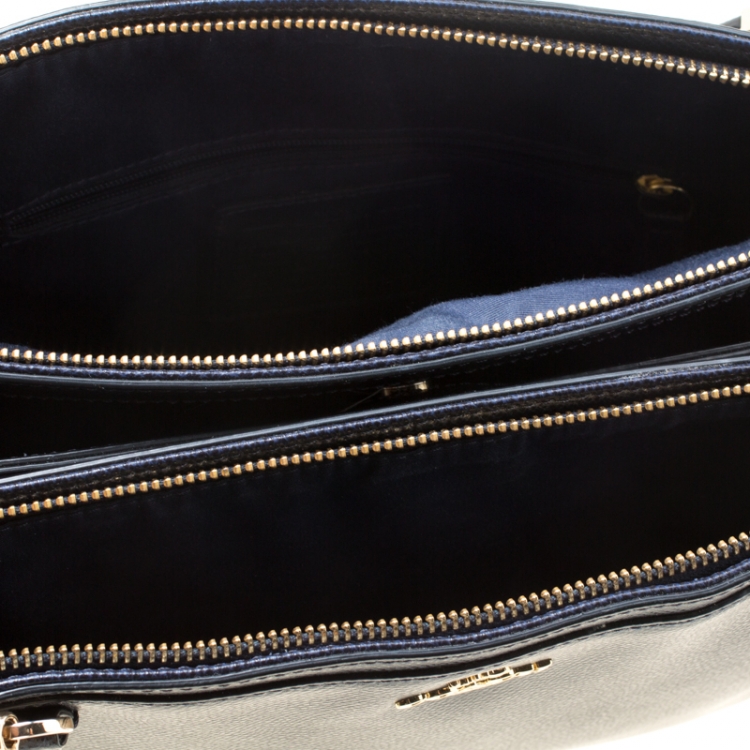 Pre Owned Coach Navy Blue Leather Christie Top Handle Bag