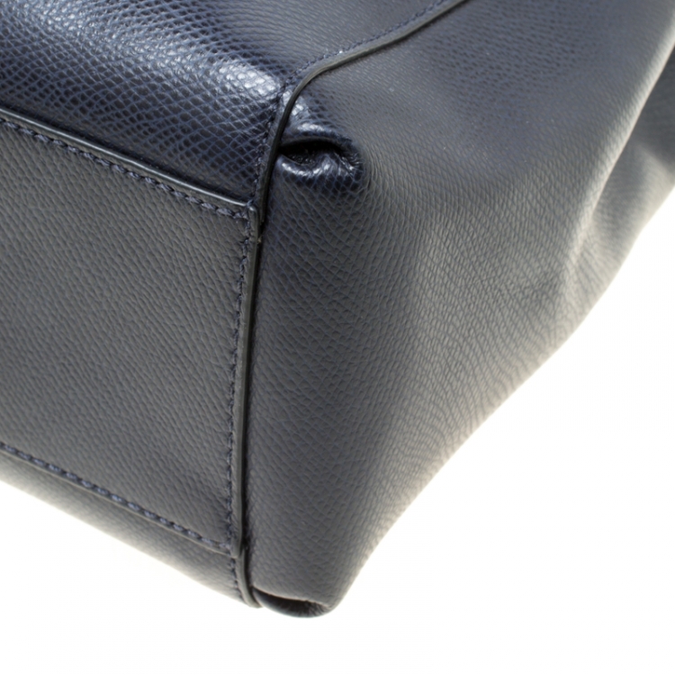 Pre Owned Coach Navy Blue Leather Christie Top Handle Bag