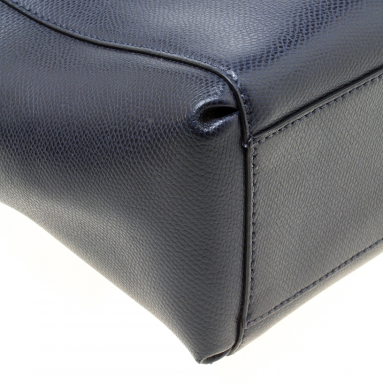 Pre Owned Coach Navy Blue Leather Christie Top Handle Bag