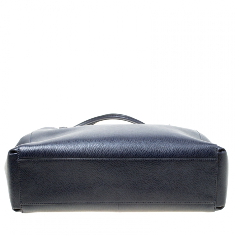 Pre Owned Coach Navy Blue Leather Christie Top Handle Bag