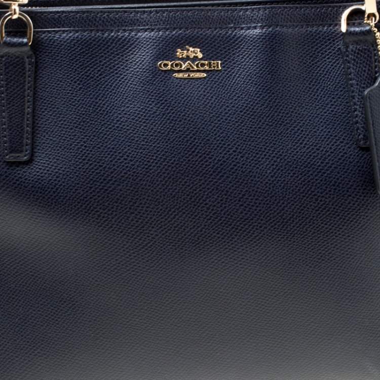 Pre Owned Coach Navy Blue Leather Christie Top Handle Bag