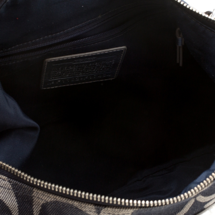 Pre Owned Coach Blue/Silver Signature Denim Shoulder Bag