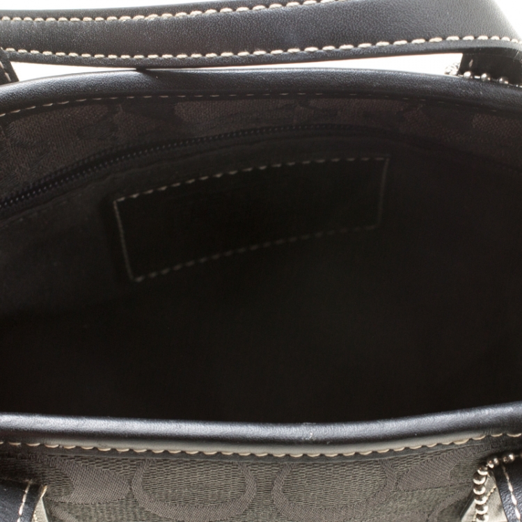 Pre Owned Coach Black Signature Canvas and Leather Mini Tote