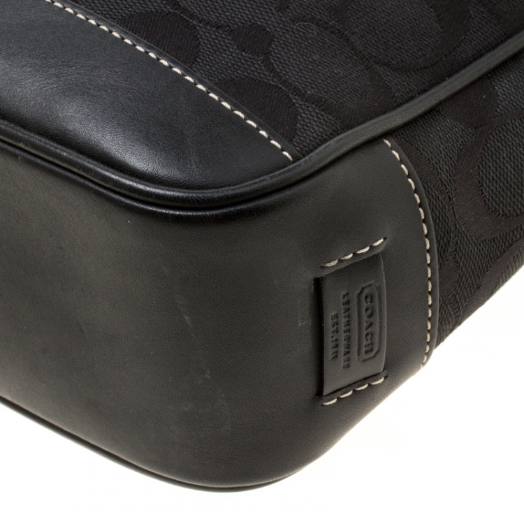 Pre Owned Coach Black Signature Canvas and Leather Mini Tote